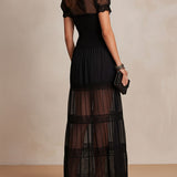 Gillian | Elegante lange jurk met kanten details
