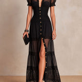 Gillian | Elegante lange jurk met kanten details