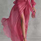 Gloria Vestido Maxi de Gasa con Escote en V