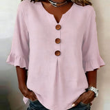 Carmen | Blouse met V-hals en knoopsluiting voor dagelijks gebruik