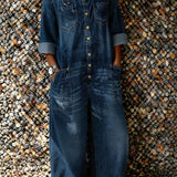 Denim jumpsuit met verstelbare schouderbanden en losse pasvorm