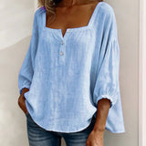Blouse met vierkante hals en knoopsluiting voor een ontspannen look
