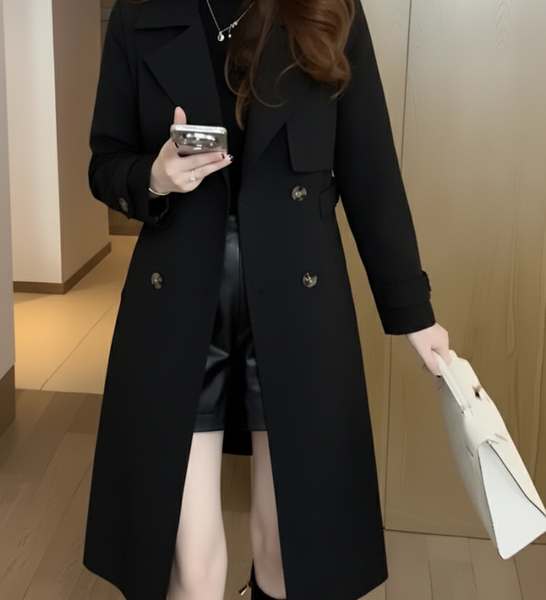 Trenchcoat met dubbele knoopsluiting en tailleceintuur