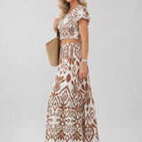 Rosalie | Midi Jurk met Vlindermouwen en Artistieke Print