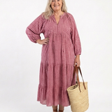 Arlette | Midi-jurk met geometrische print en lange mouwen