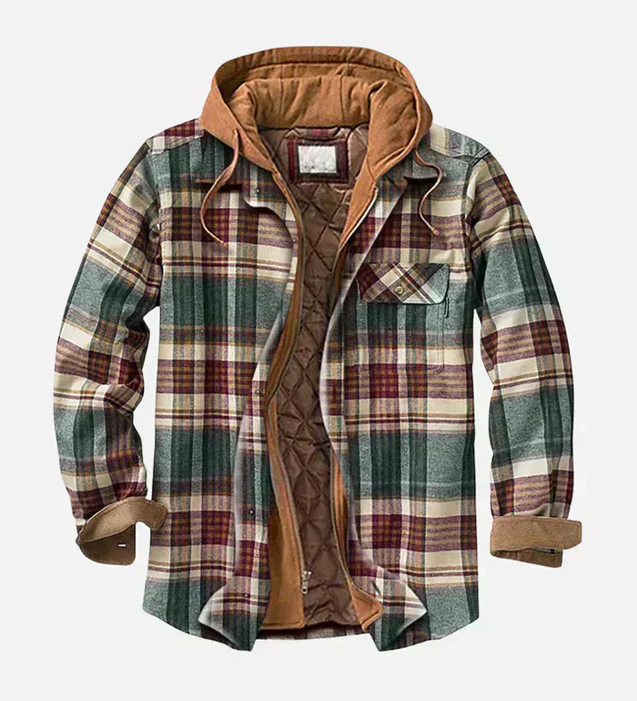 Winterjas met patchwork ruitpatroon en elegante pasvorm