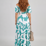 Elena | Off-Shoulder Maxi Jurk met Gelaagde Rok