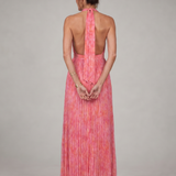 Aurélie | Halter Maxi Jurk met Geplooide Rok