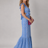 Camille | Midi Jurk met Ruches en Taille Cut-Out