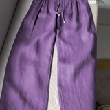 Feline | Brede Pantalon in Katoen en Linnen Mix