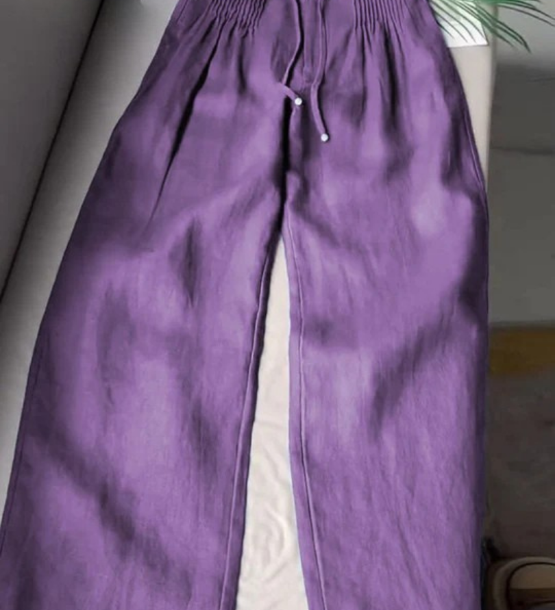Feline | Brede Pantalon in Katoen en Linnen Mix
