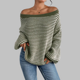 Sweater met off-shoulder halslijn en gestreept design