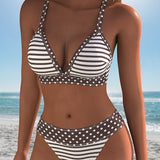 Luna | Nautische Bikini met Streep- en Stippenprint