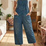 Denim tuinbroek met vintage look en relaxte pasvorm