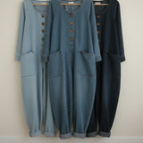 Renske | Denim jumpsuit met lange mouwen en relaxte pasvorm