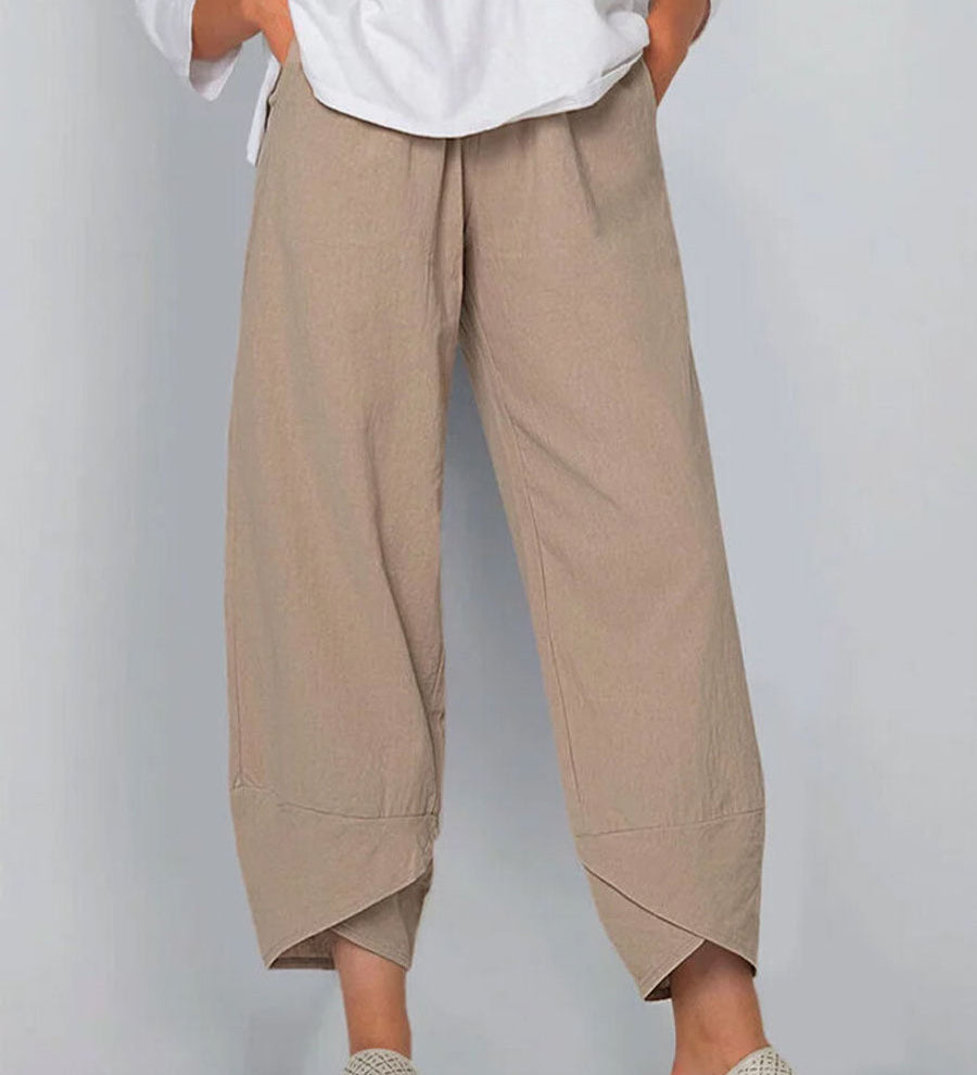 Katoenen linnen broek met los model en elegante casual uitstraling