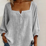 Blouse met vierkante hals en knoopsluiting voor een ontspannen look
