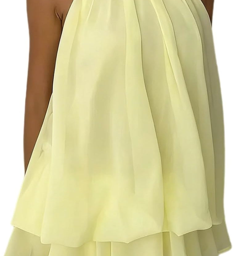 Elise | Elegante halterjurk met zwierige lagen