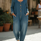 Renske | Denim jumpsuit met lange mouwen en relaxte pasvorm
