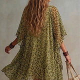 Aurore | Luchtige Chiffon Jurk met Luipaardprint