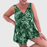 Nienke | Mouwloze Badmode Jurk met Oceaanprint en V-hals