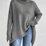 Oversized coltrui met zachte knit en verlengde achterkant
