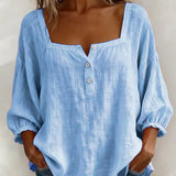 Blouse met vierkante hals en knoopsluiting voor een ontspannen look