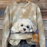 Sweatshirt met retro patchwork print en lange mouwen