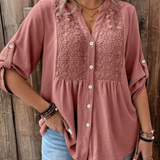 Blouse met V-hals en knoopdetail voor dagelijks comfort