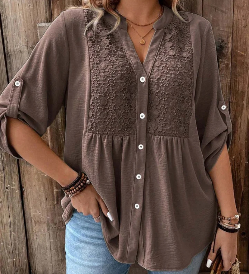 Blouse met V-hals en knoopdetail voor dagelijks comfort