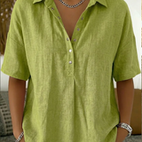 Blouse met V-hals en knopen voor dagelijks gebruik