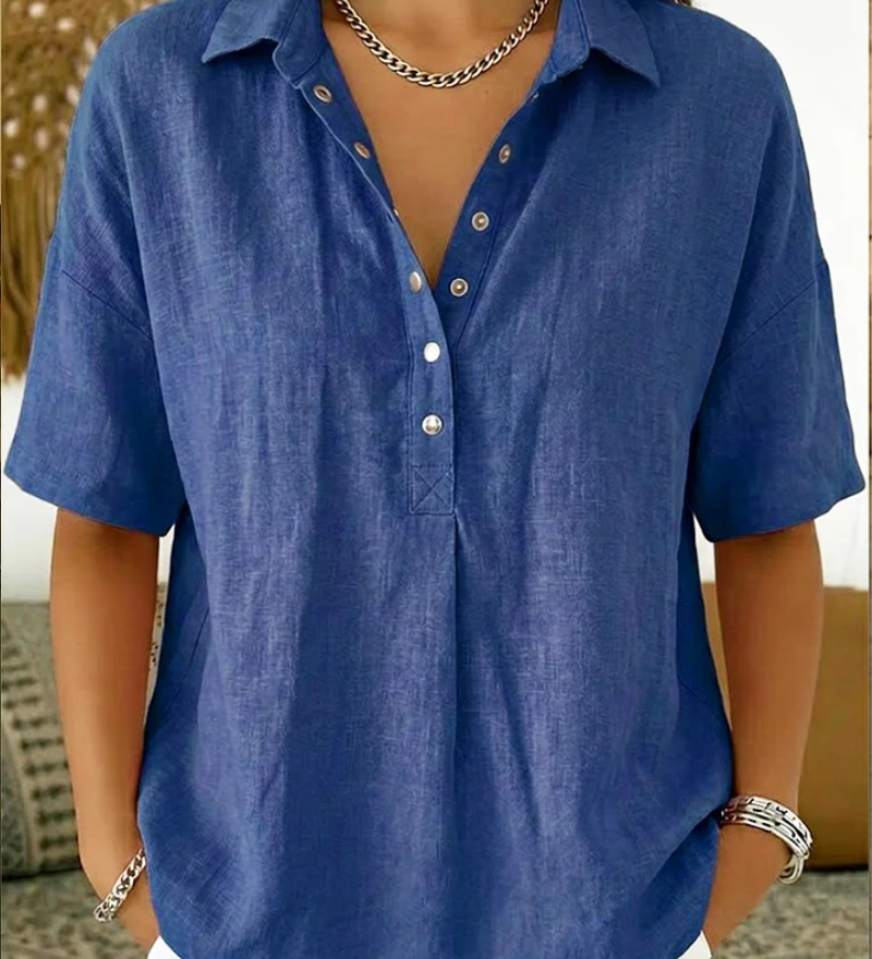 Blouse met V-hals en knopen voor dagelijks gebruik