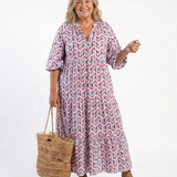 Mireya | Midi-jurk met lange mouwen en geometrische print