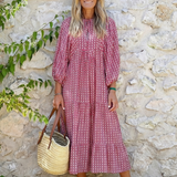 Arlette | Midi-jurk met geometrische print en lange mouwen