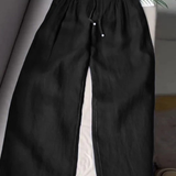 Feline | Brede Pantalon in Katoen en Linnen Mix