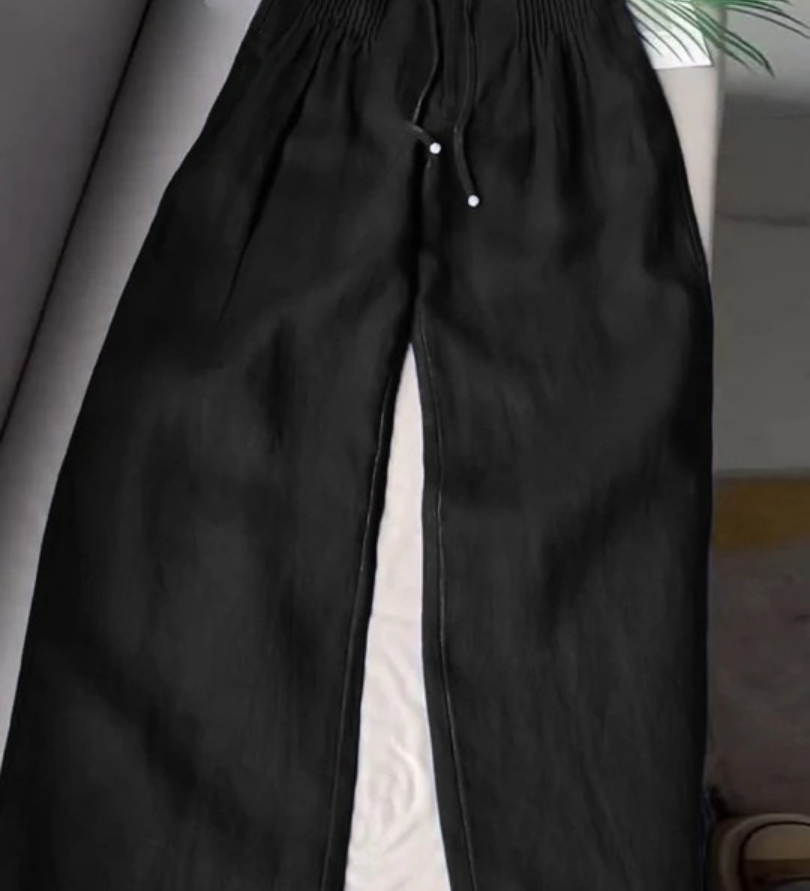 Feline | Brede Pantalon in Katoen en Linnen Mix