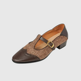 Leren schoenen met T-band, gouden gesp en vintage uitstraling