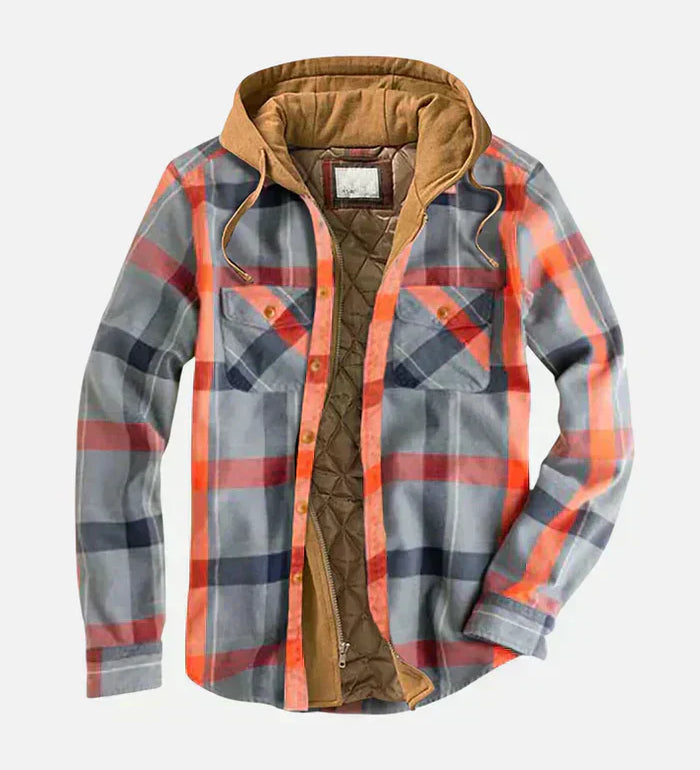 Winterjas met patchwork ruitpatroon en elegante pasvorm