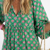 Fiora | Midi-jurk met bloemenprint en V-hals