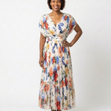 Savannah | Mouwloze plissé midi jurk