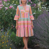 Maelle | Jurk met V-hals en geometrische print, knielengte