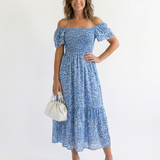 Odette | Midi Jurk met Off-Shoulder Schouders