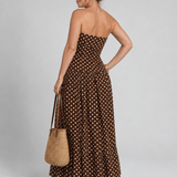 Sophie | Strapless Midi Jurk met Polkadotprint
