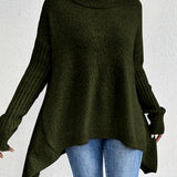Oversized coltrui met zachte knit en verlengde achterkant