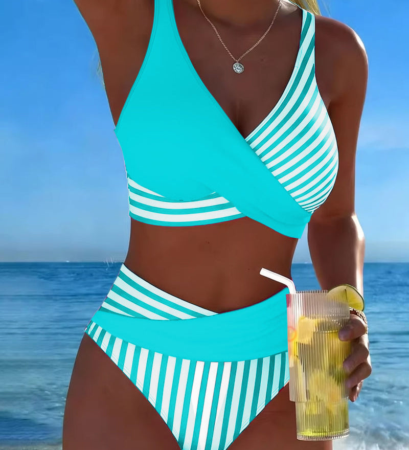 Bikini Kruzende Strepen Gedrukt