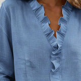 Blouse met V-hals en ruches voor een elegante uitstraling