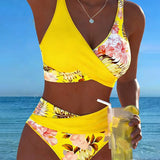 Aurélie | Elegante bloemenbikini met overslag