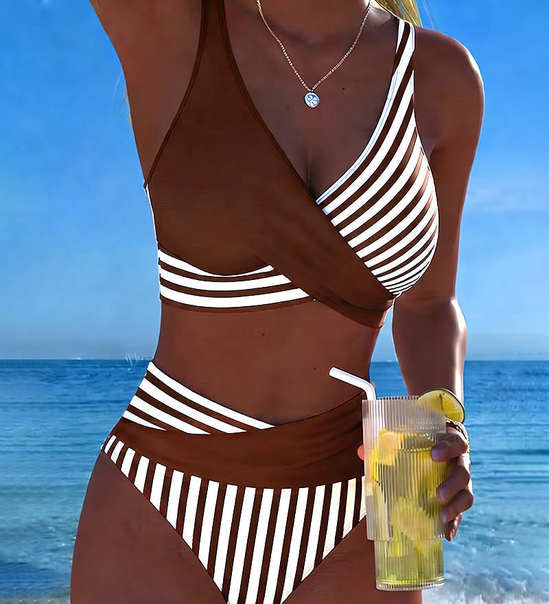 Bikini Kruzende Strepen Gedrukt