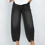 Katoenen broek met denim look en relaxte pasvorm