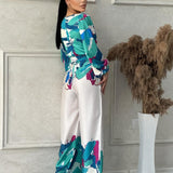 Maxi Jurk met Statement Print en Getailleerde Taille